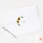 Eucalyptus Zonnebloem Moderne Bruidsdouche Ronde Sticker (Envelop)