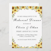 Eucalyptus zonnebloem repetitie diner uitnodiginge kaart (Voorkant / Achterkant)