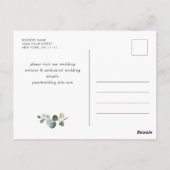 Eucalyptus Zonnebloem Trouw Save the Date QR code Briefkaart (Achterkant)