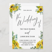 Eucalyptus zonnebloemen die de bruiloft van kaart (Voorkant / Achterkant)