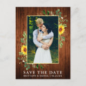Eucalyptus Zonnebloemenhout Save the Date Briefkaart (Voorkant)