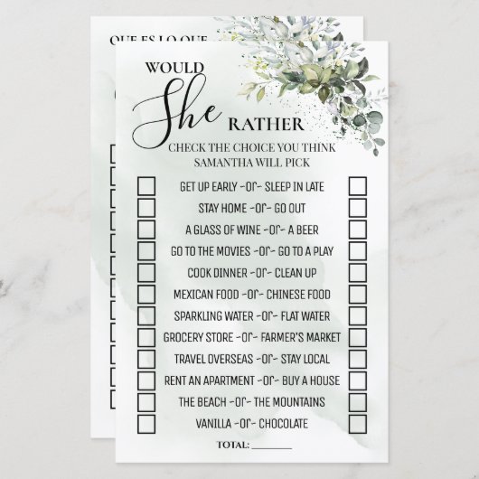 Eucalyptus zou ze in plaats daarvan tweetalige spe (Voorkant / Achterkant)