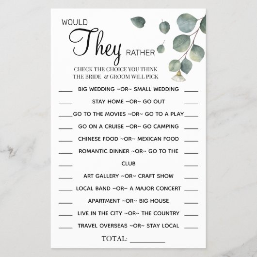 Eucalyptus zouden ze eerder een douchekaart hebben flyer (Voorkant)