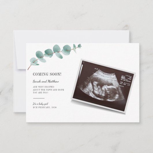 Eucalyptus Zwangerschap Aankondiging meisje Baby (Voorkant)