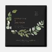 Eucalyptus Zwart Bruiloft Vierkant Save the Date Magneet (Voorkant)