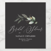 Eucalyptus zwart goud bruidsdouche wijn etiket (Enkel label)