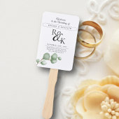 Eucalyptus Zwart & Wit Huwelijksceremonie Programm Handwaaier