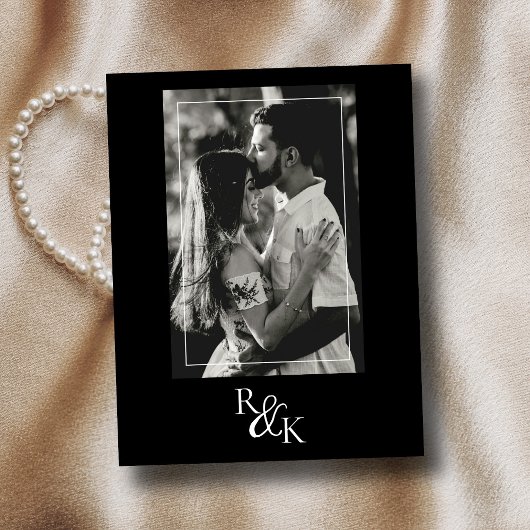 Eucalyptus Zwart & Wit Minimalist Save the Date