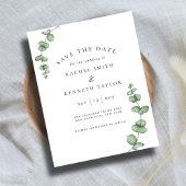 Eucalyptus Zwart & Wit Minimalist Save the Date