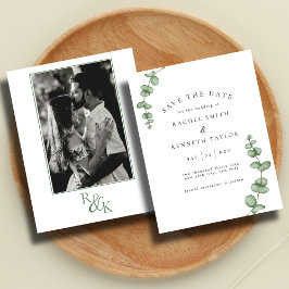 Eucalyptus Zwart & Wit Minimalist Save the Date