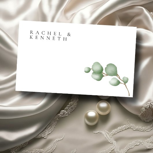 Eucalyptus Zwart & Wit Minimalistische Bruiloft RS Informatiekaartje