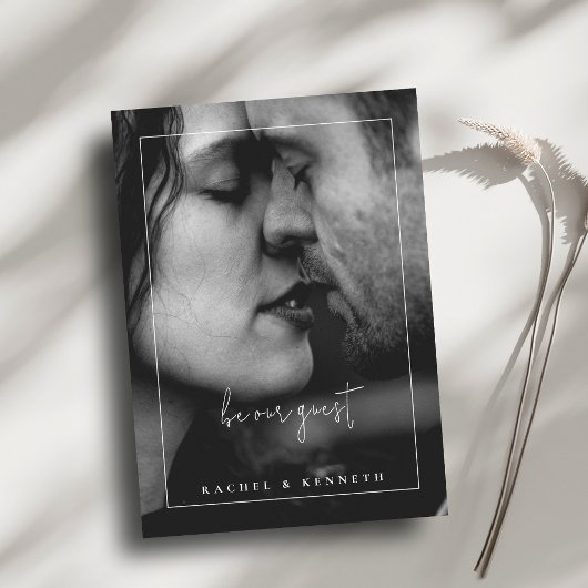 Eucalyptus Zwart-wit Minimalistische foto bruiloft Kaart