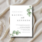 Eucalyptus Zwart-wit Minimalistische foto bruiloft Kaart