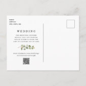 Eucalyptus Zwarte Trouw QR Code Save the Date Aankondigingskaart (Achterkant)