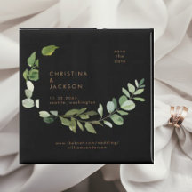 Eucalyptus Zwarte Trouwkaart Save the Date