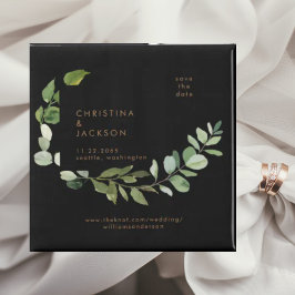 Eucalyptus Zwarte Trouwkaart Save the Date Magneet