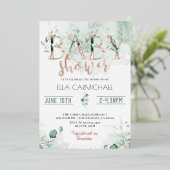EucalyptusBaby shower Folie Uitnodiging (Staand Voorkant)