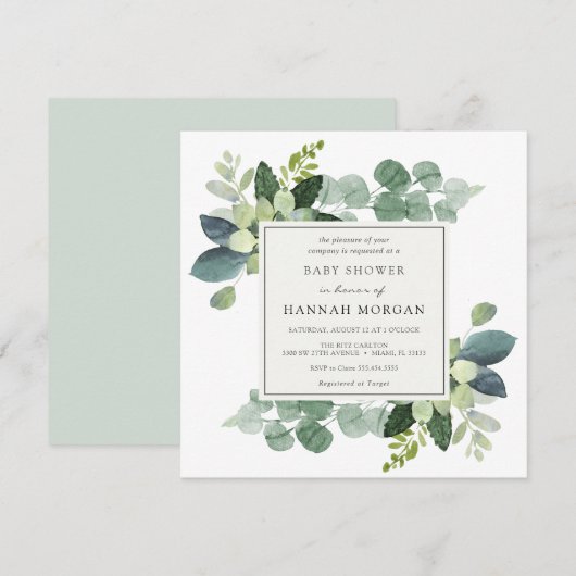 EucalyptusBaby shower Kaart (Voorkant / Achterkant)