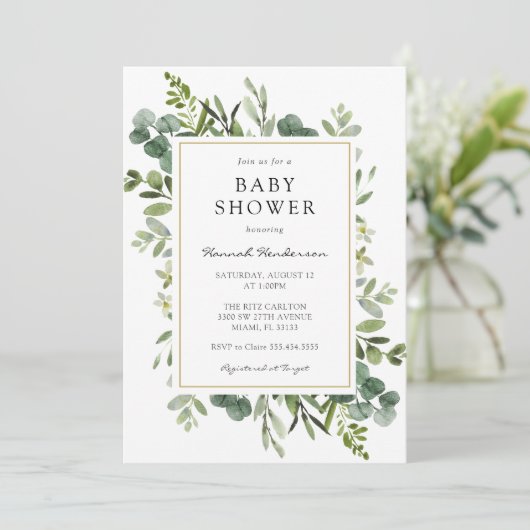 EucalyptusBaby shower Kaart (Staand voorkant)