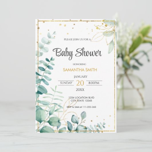 EucalyptusBaby shower Kaart (Staand voorkant)