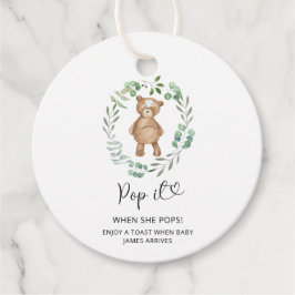 Eucalyptusbeer Pop het als ze opengaat babyshower Bedankjes Labels