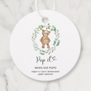 Eucalyptusbeer Pop het als ze opengaat babyshower Bedankjes Labels