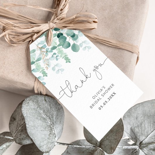 Eucalyptusblad bruiloft bruidssalon bedankkaartje cadeaulabel