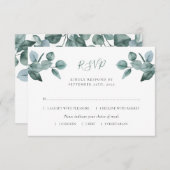 Eucalyptusblad gebladerte Moderne Trouwfeest RSVP Kaartje (Voorkant / Achterkant)