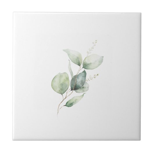 Eucalyptusblad Minimalistische Botanische Tegeltje (Voorkant)