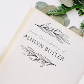 Eucalyptusblad Persoonlijke Bibliotheek Boek Stemp Zelfinktende Stempel