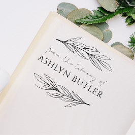 Eucalyptusblad Persoonlijke Bibliotheek Boek Stemp Zelfinktende Stempel