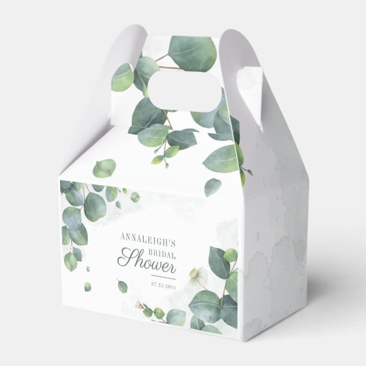 Eucalyptusbladeren Botanisch groen Huwelijksfeest Bedankdoosjes (Voorkant Zijde)