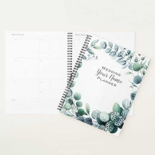 Eucalyptusbladeren botanische groen trouwdag planner (Display)