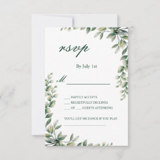 Eucalyptusbladeren botanische RSVP-huwelijkskaart RSVP Kaartje