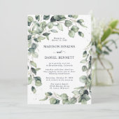 Eucalyptusbladeren Bruiloft Kaart (Staand voorkant)