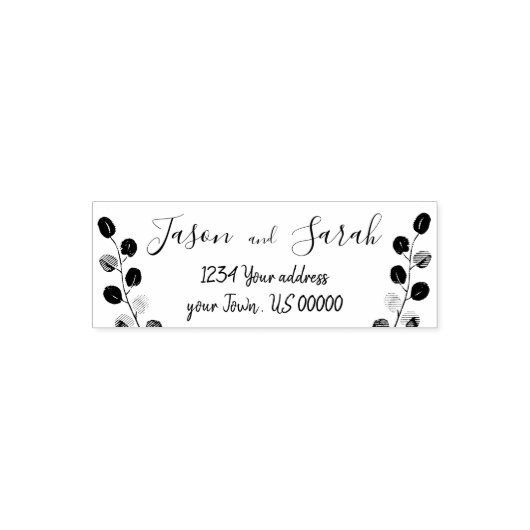 eucalyptusbladeren, bruin en bruin  zelfinktende stempel (Design)