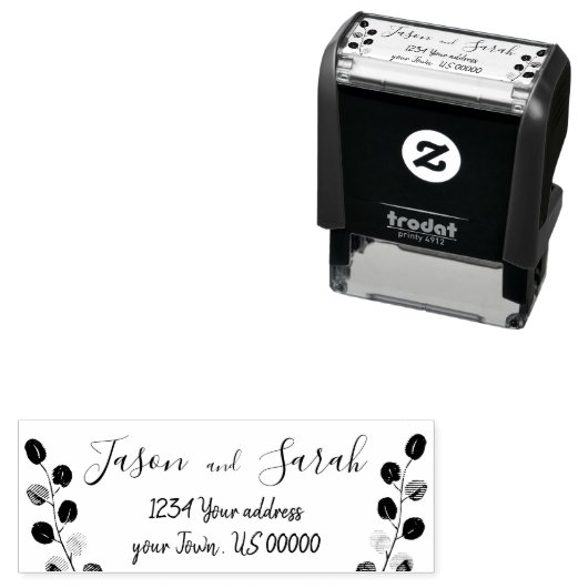 eucalyptusbladeren, bruin en bruin  zelfinktende stempel (In situ)