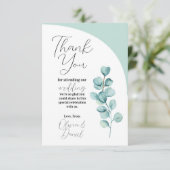Eucalyptusbladeren Dank U Trouwfeest Mint Bedankkaart (Staand voorkant)
