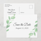 Eucalyptusbladeren. Eenvoudige bruiloft Save the D Briefkaart (Voorkant / Achterkant)