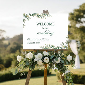Eucalyptusbladeren Elegant Huwelijks Welkom Bord Poster