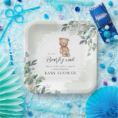 Eucalyptusbladeren en Beren Baby shower Papieren Bordje (Feest)