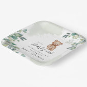 Eucalyptusbladeren en Beren Baby shower Papieren Bordje (Gebogen)