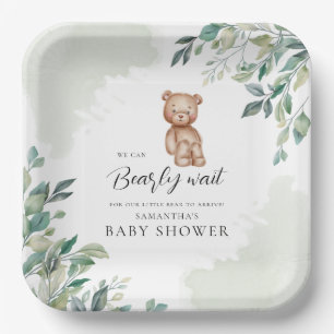 Eucalyptusbladeren en Beren Baby shower Papieren Bordje