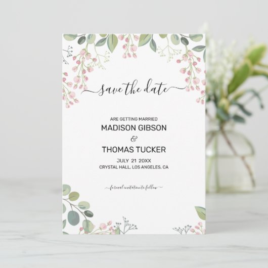 Eucalyptusbladeren en -bloemen kaart (Staand voorkant)