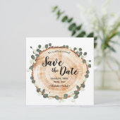 Eucalyptusbladeren en hout Huwelijkswebsite QR-cod Save The Date (Staand voorkant)