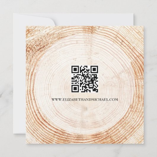 Eucalyptusbladeren en hout Huwelijkswebsite QR-cod Save The Date (Achterkant)