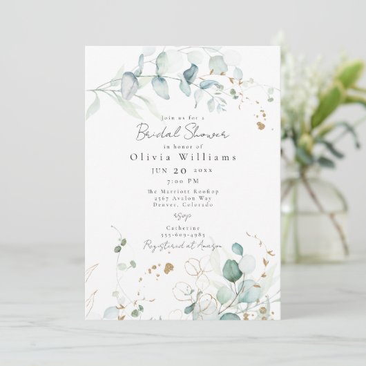 Eucalyptusbladeren en Vrijgezellenfeest van blader Kaart (Staand voorkant)