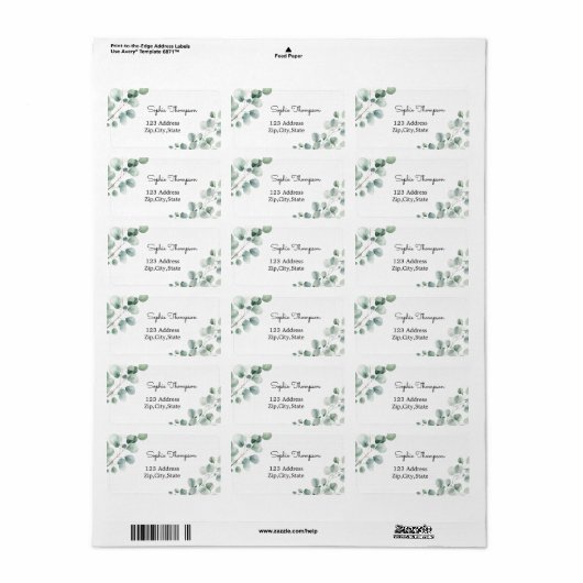 Eucalyptusbladeren Etiket (Full Sheet)