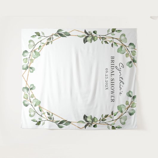 Eucalyptusbladeren Geometrische Bruiloftsbruiloft Wandkleed (Voorkant (horizontaal))