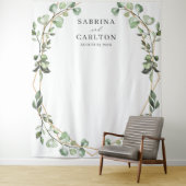 Eucalyptusbladeren Geometrische Trouwfotobackdrop Wandkleed (In situ)